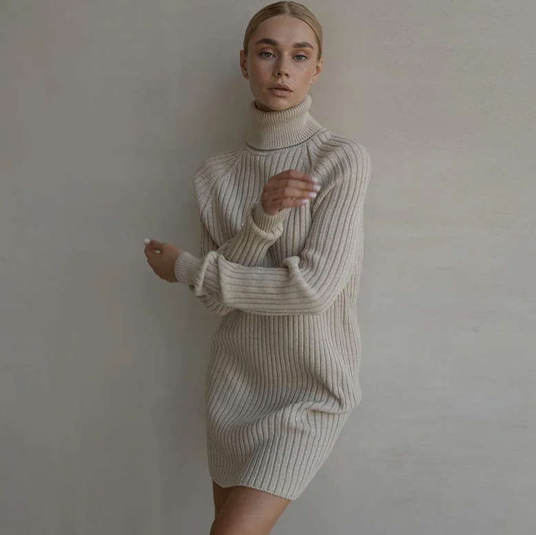 Celien™ | Strickkleid mit Kragen
