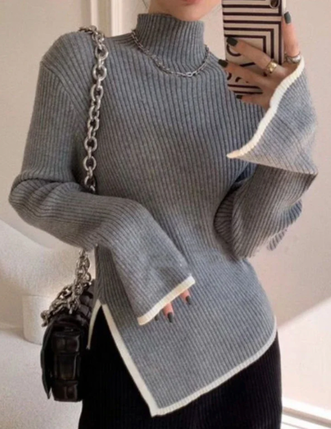 Sara™ - Langärmeliger Rollkragenpullover aus Strick