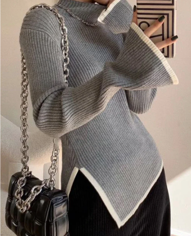 Sara™ - Langärmeliger Rollkragenpullover aus Strick