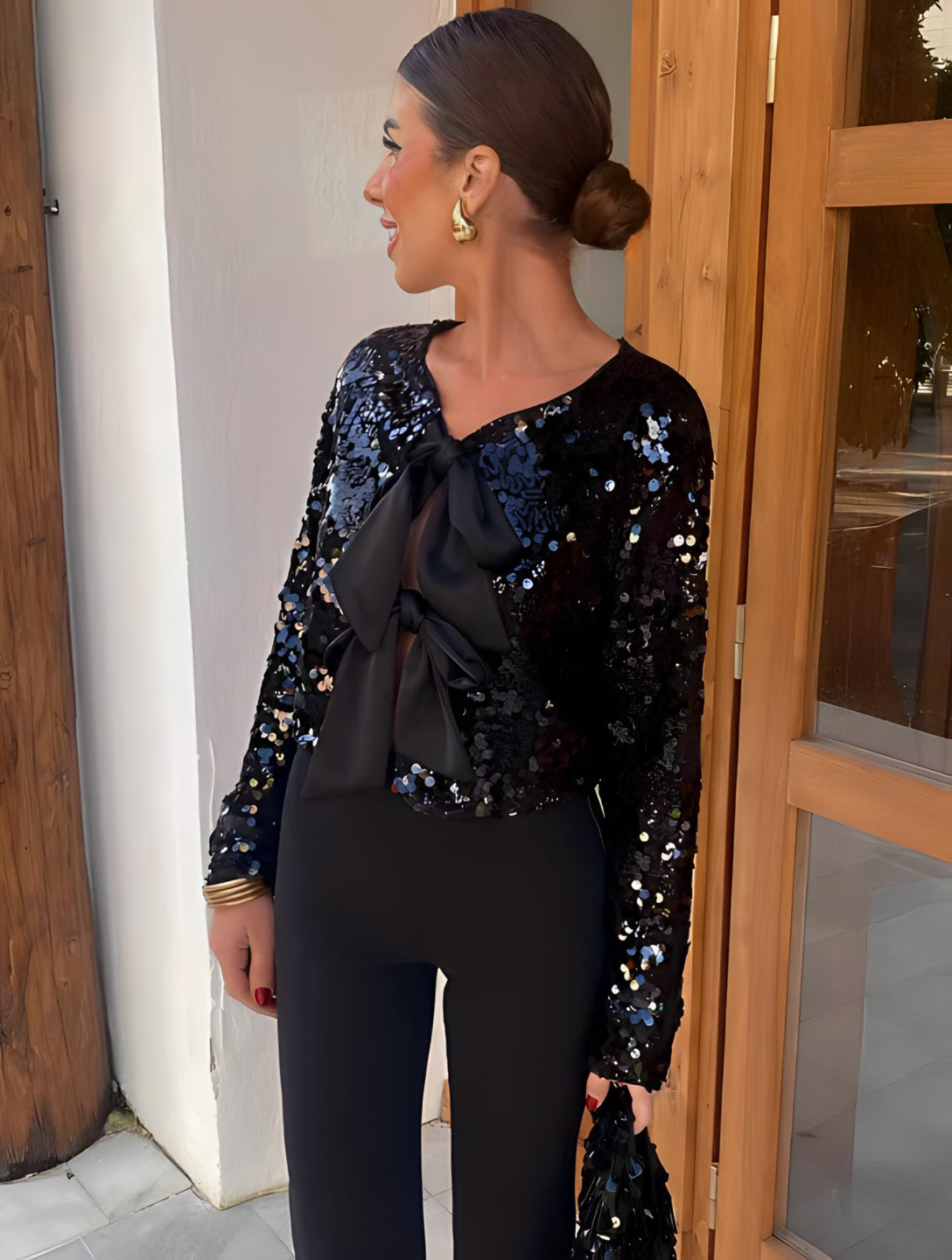 Glamour™ - Glitzerweste mit Schleife