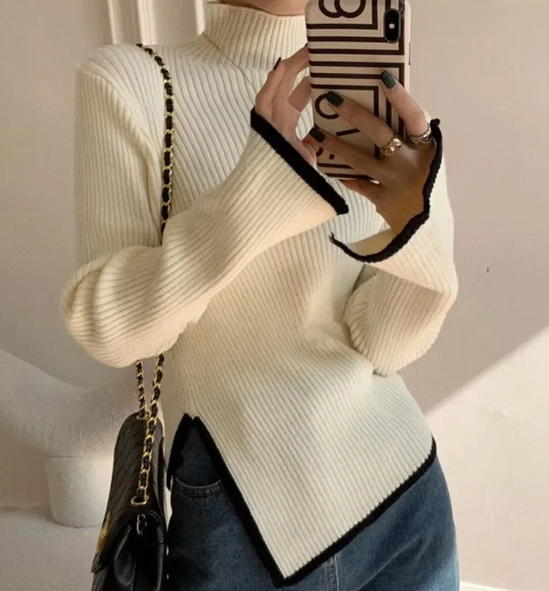 Sara™ - Langärmeliger Rollkragenpullover aus Strick