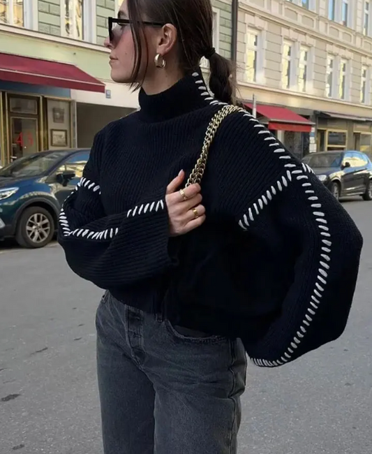 Anna™ - Schwarzer Freizeitpullover mit Ärmeldetail