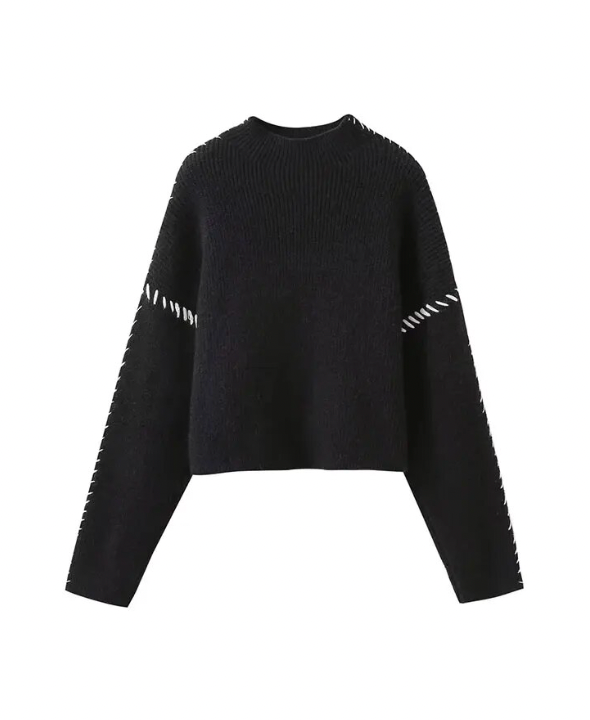 Anna™ - Schwarzer Freizeitpullover mit Ärmeldetail