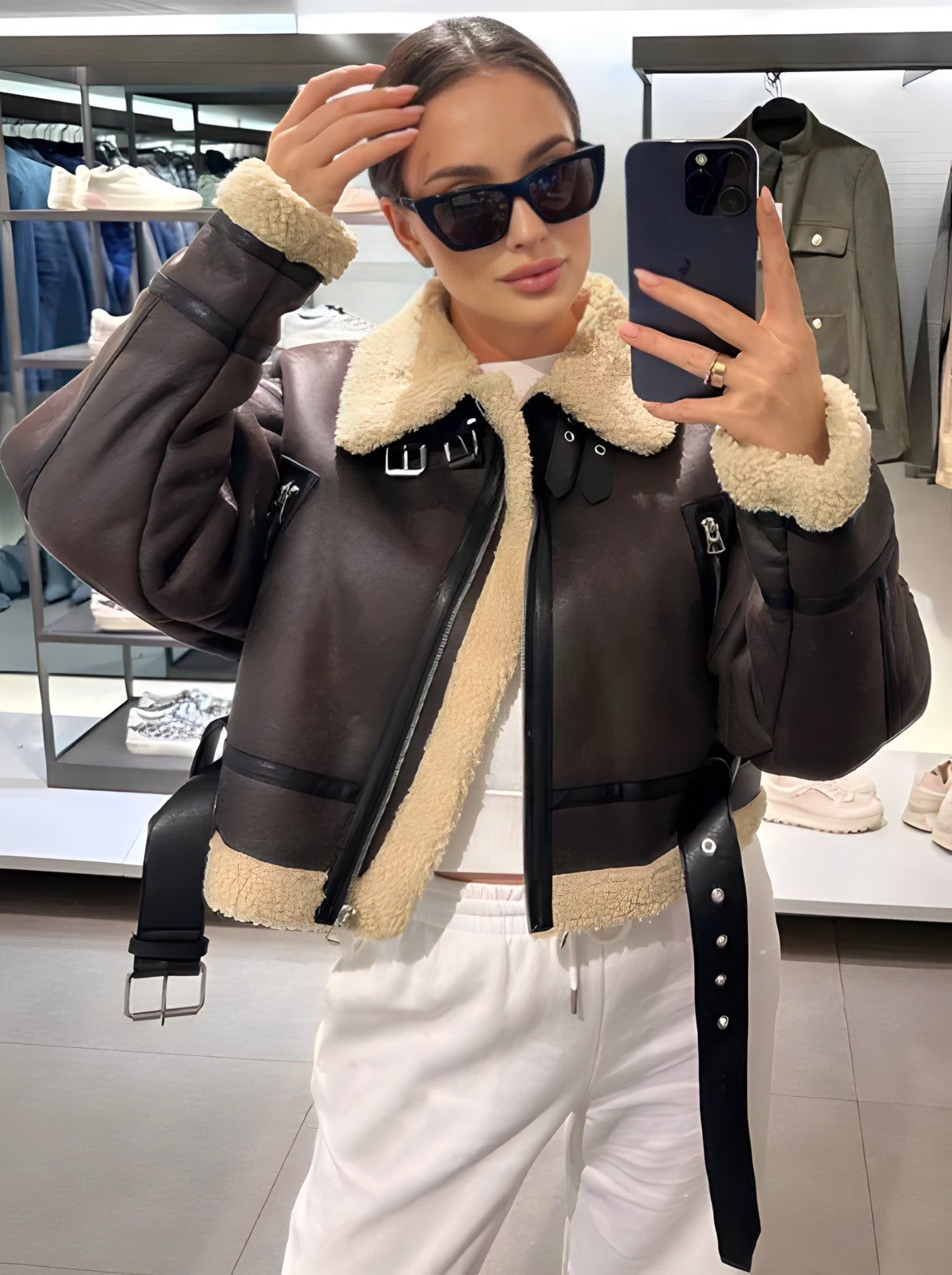 Saar™ - Doppelseitige Kunstlederjacke mit Wolle